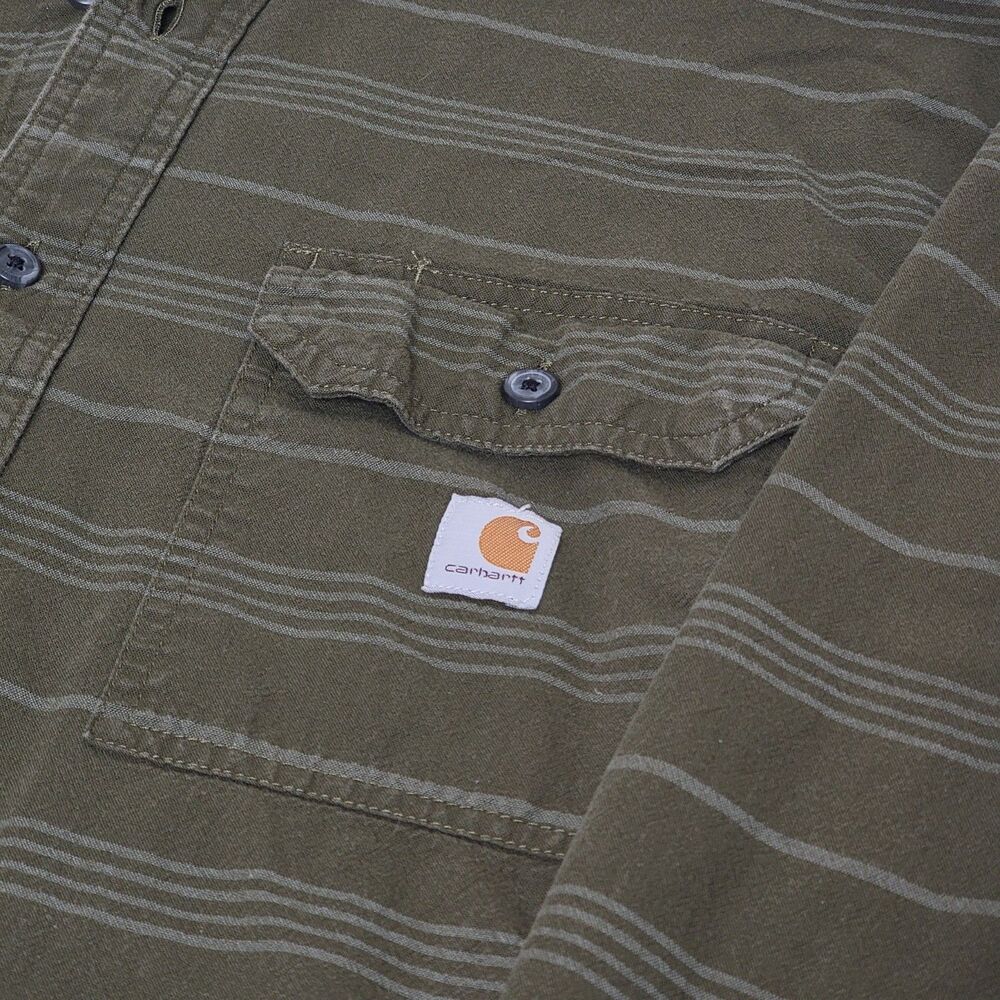 Carhartt Loose Fit Mens Shirt XL Button Down Striped Long Sleeve Outdoors Casual - Picture 3 of 8